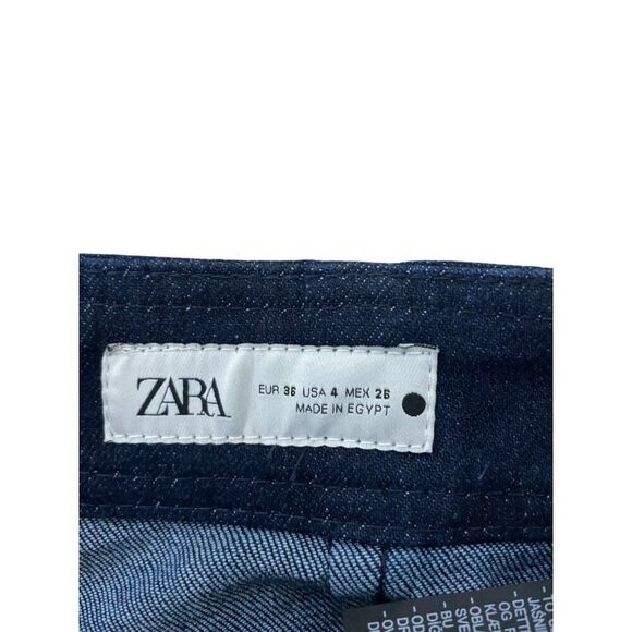 Zara Womens Jeans EU 36 US 4 Navy Blue Denim Wide Leg High Rise 8307/254 NWOT - Picture 5 of 11